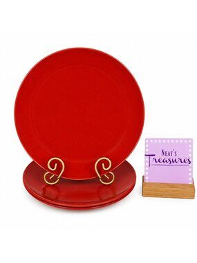 Artimino FIRE All Glossy Red Smooth No Trim Earthenware Dinner Plates Set of 2